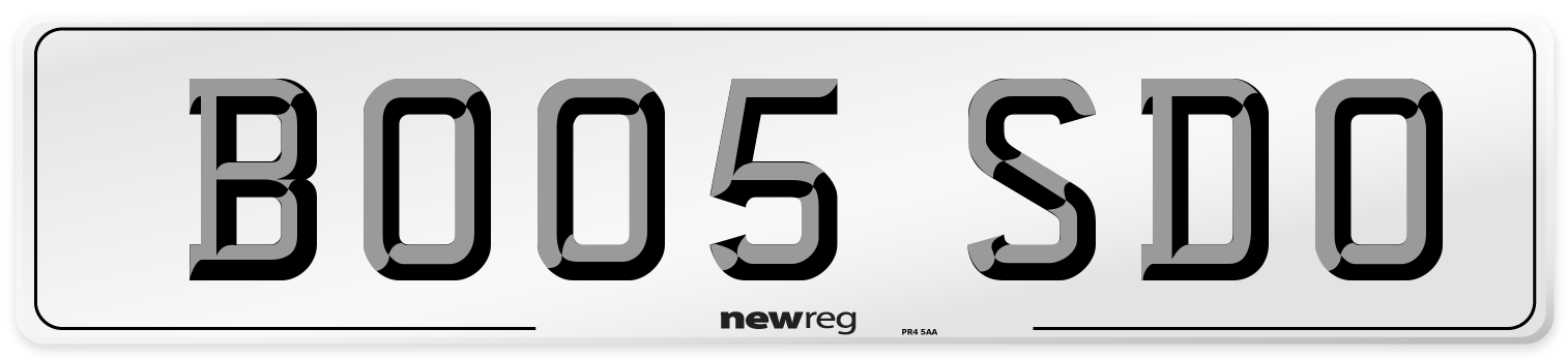 BO05 SDO Number Plate from New Reg